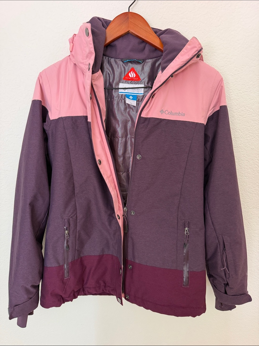 Columbia Women's Pink and Purple Colorblock Ski Jacket